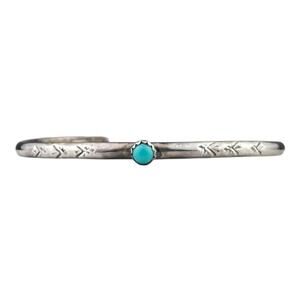 MB Sterling Silver Bracelet Thin Cuff Turquoise Small